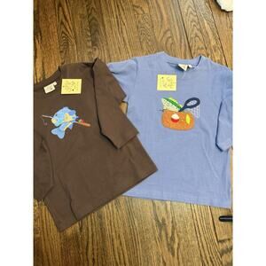 Luigi Boys Long Sleeve Appliqué Fish Tees Lot Of 2 Sz 5/6 NWT $72 MSRP